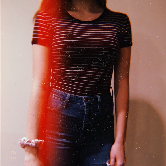 Red, black, and white stripped shirt - Picture 2 of 3